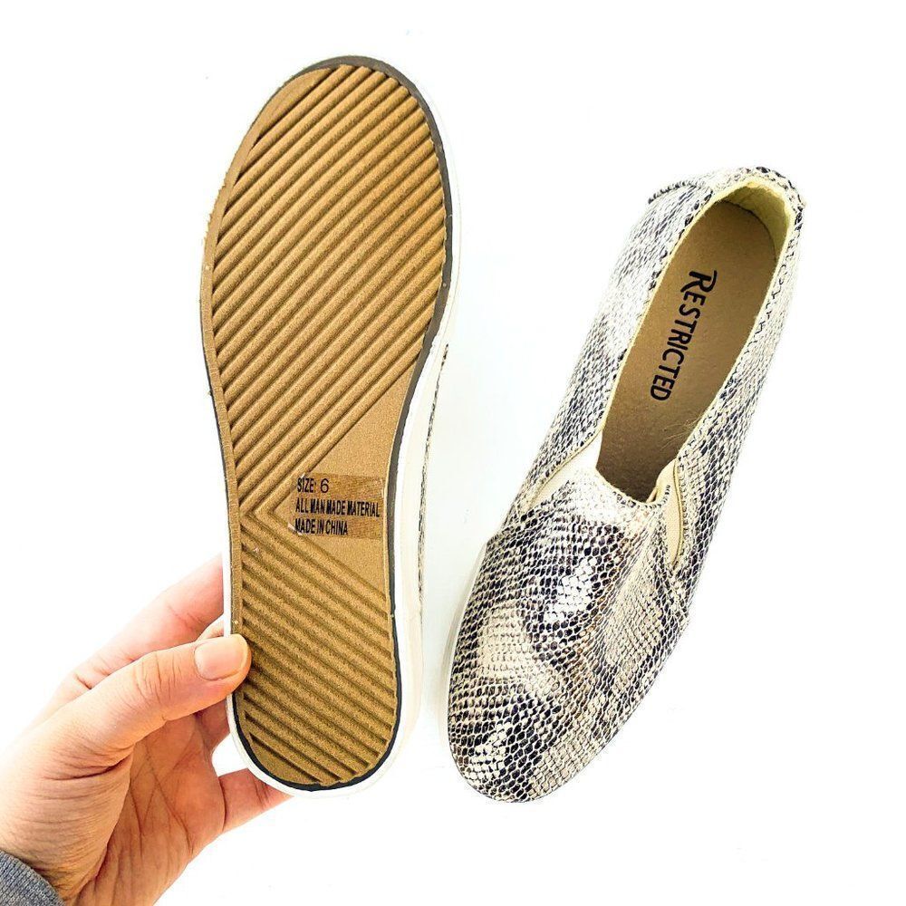 NWOT Restricted Vanity Slip On Snakeskin Sneakers